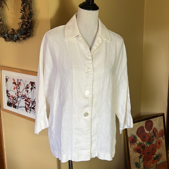ELLEN TRACY Size 10 Buttonfront Soft Relaxed Blazer 100% Linen LagenLook casual - Picture 1 of 13